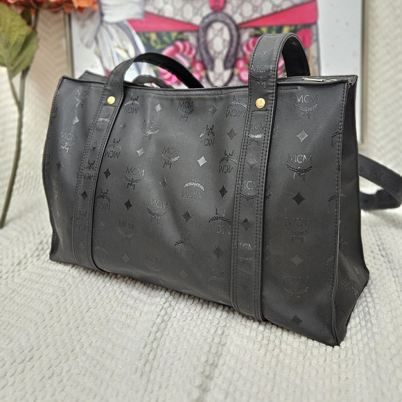 Authentic MCM Vintage Visetos Shoulder/Tote Bag in Black - Picture 2 of 16